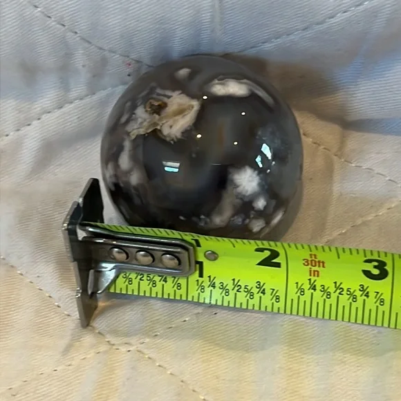 Black Flower Agate Gemstone/ Crystal Sphere NWOT